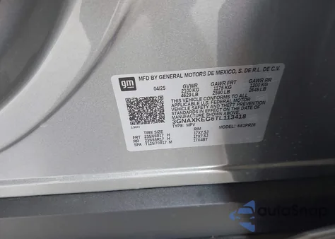 2026 Chevrolet Equinox Fwd Activ z USA, uszkodzony, nr VIN 3GNAXKEG6TL113418